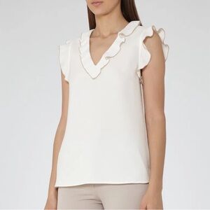 Reiss Rosa Ruffle Detail Top - blouse size 4